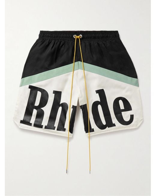 Rhude Black Awakening Straight-leg Colour-block Logo-print Twill Drawstring Shorts for men