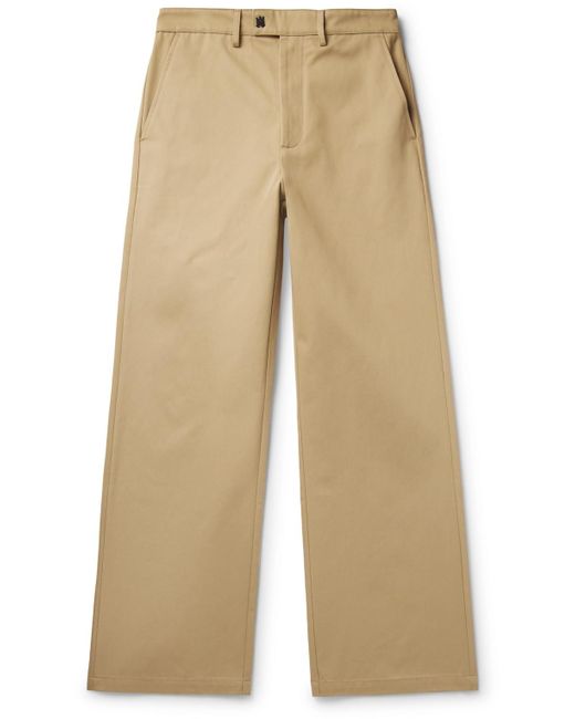 Amiri Natural Wide-leg Logo-embroidered Cotton-drill Chinos for men