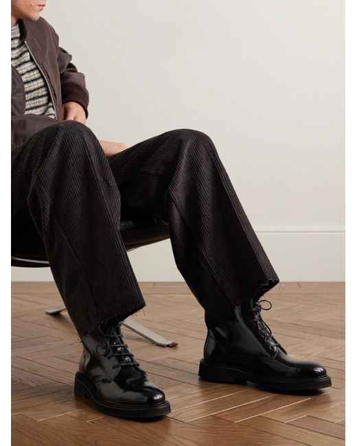VINNY'S Black Officer Glossed-Leather Boots for men