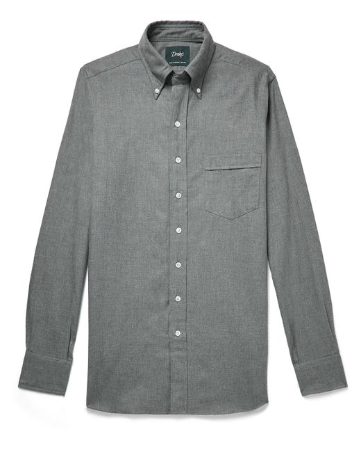 Drake's Buttondown Collar Cottonflannel Shirt in Gray for Men Lyst