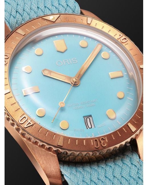 Oris Black Divers Sixty-Five Automatic 38Mm Bronze And Recycled-Perlon Watch, Ref. No. 01 733 7771 3155-07 3 19 02Br for men
