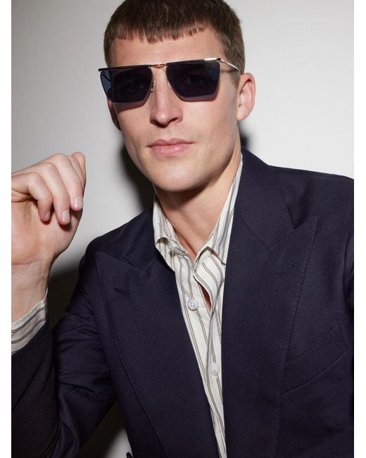 Oliver Peoples Blue Jil Sander Edition 2 Aviator-Style-Tone Metal Sunglasses for men