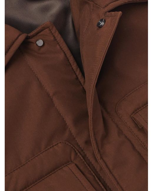 Umit Benan Brown Padded Silk Shirt Jacket for men
