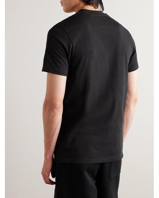 T-shirt in jersey di cotone con logo applicato di Moncler in Black da Uomo