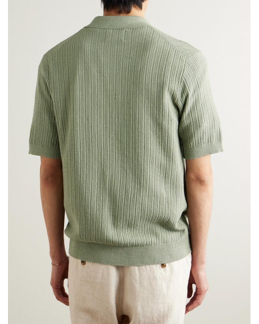 NN07 Nolan 6695 Hemd aus strukturiertem Biobaumwollstrick in Green für Herren