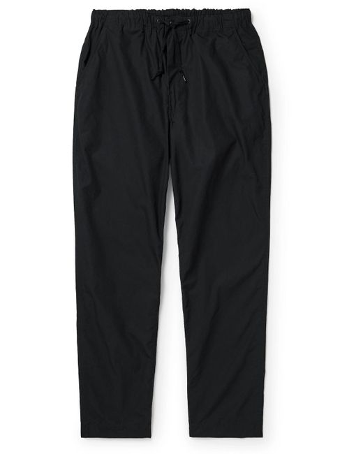 Orslow Black New Yorker Tapered Cotton Drawstring Trousers for men