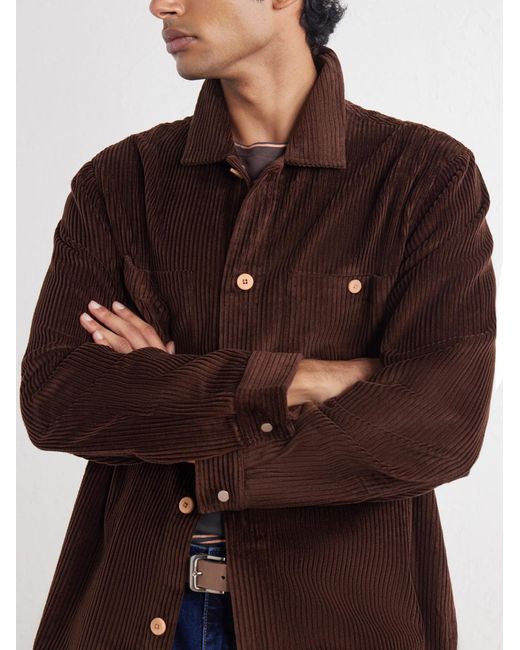 Folk Brown Patch Cotton-Corduroy Overshirt for men