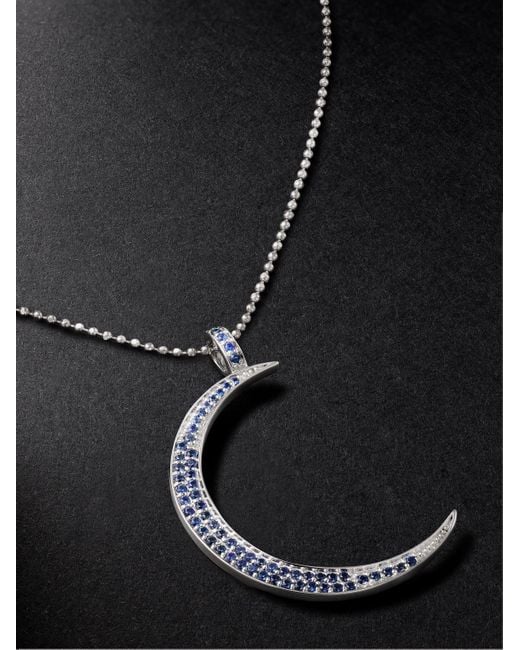 Sydney Evan Black Large Moon Sapphire Necklace for men