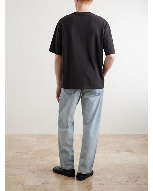 Auralee Black Organic Cotton-Jersey T-Shirt for men