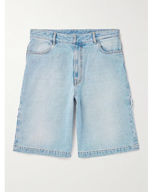 Givenchy Blue Wide-Leg Carpenter Denim Shorts for men