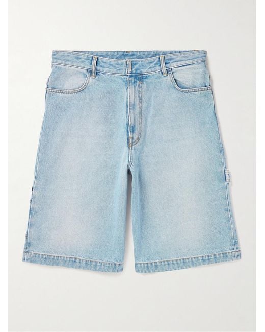 Givenchy Blue Wide-leg Carpenter Denim Shorts for men