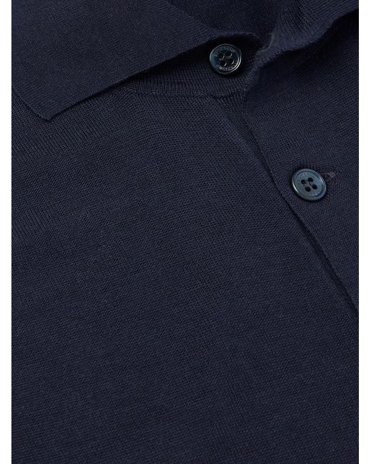 Brunello Cucinelli Blue Slim-fit Logo-embroidered Silk And Cotton-blend Polo Shirt for men