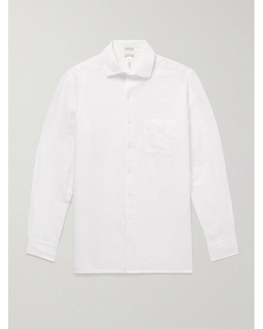 Camicia in misto lino e cotone Bowles di Massimo Alba in White da Uomo