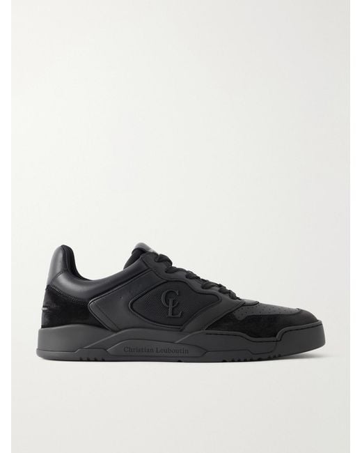 Christian Louboutin Black Basketball 1 Retro Suede And Mesh-Trimmed Leather Sneakers for men