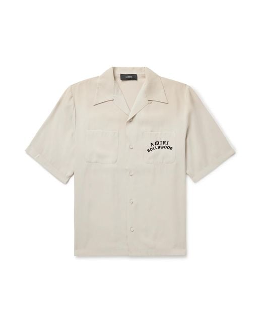 Amiri White Convertible-collar Logo-flocked Modal-blend Shirt for men