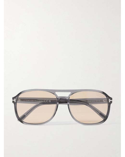 Tom Ford Natural Rosco Aviator-Style Acetate Sunglasses for men