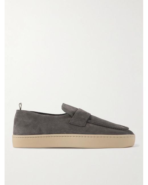 Officine Creative Gray Bug Suede Penny Loafers for men