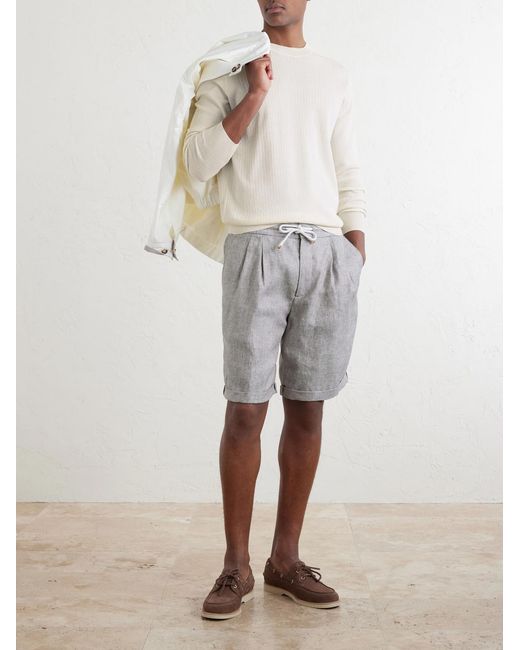 Brunello Cucinelli Natural Knitted Cotton Sweater for men