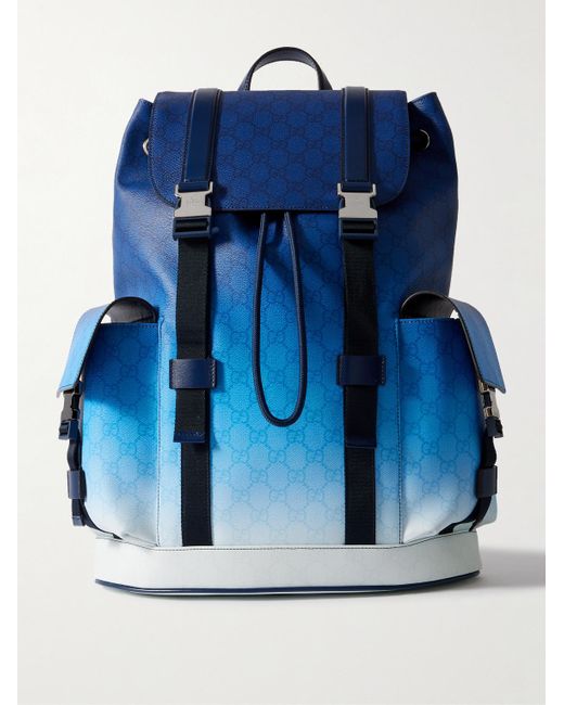 Gucci Blue Chroma Dégradé Monogrammed Webbing-Trimmed Coated-Canvas Backpack for men