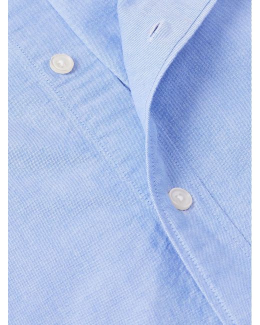 Colby 5910 Button-Down Collar Logo-Embroidered Organic Cotton Shirt di NN07 in Blue da Uomo