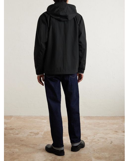 Mr P. Black Recycled-Shell Hooded Jacket for men