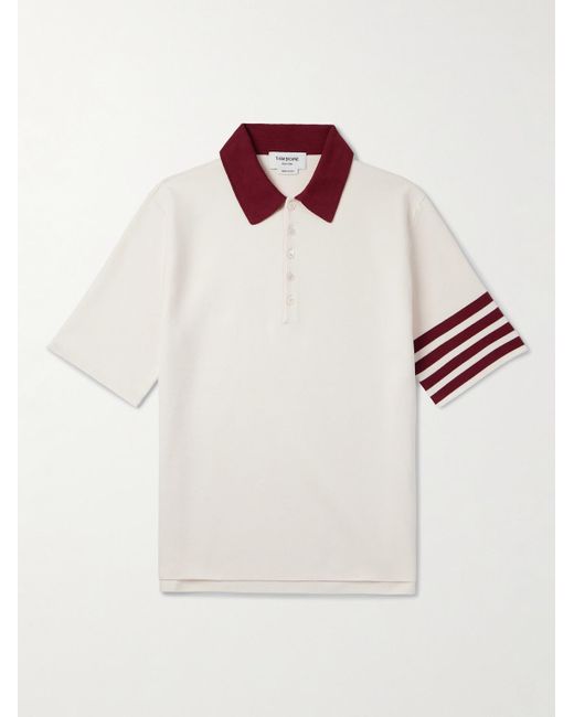 Thom Browne Polohemd aus Baumwolle mit Streifen in White für Herren
