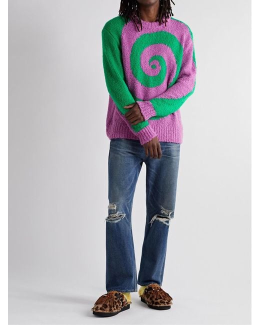 The Elder Statesman Pink Cashmere And Silk-Blend Bouclé Sweater for men
