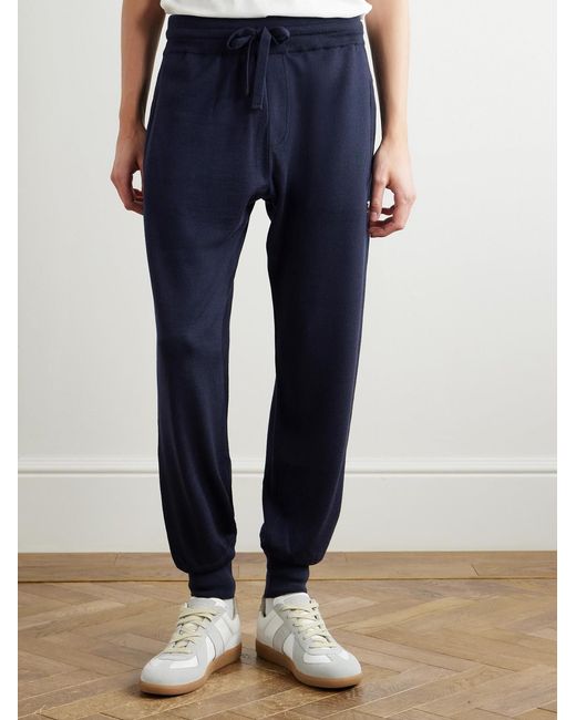 Dolce & Gabbana Blue Logo-Appliquèd Wool Sweatpants for men