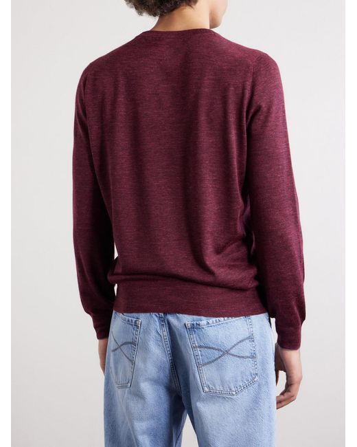 Brunello Cucinelli Purple Cashmere, Silk And Linen-Blend Sweater for men