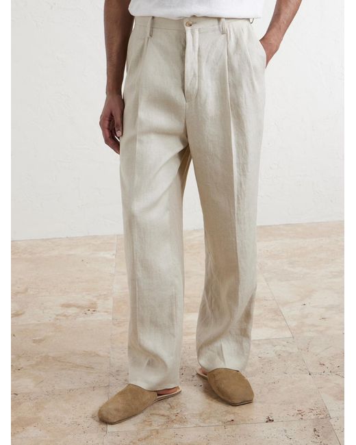 Kaptain Sunshine White Straight-leg Linen And Silk-blend Trousers for men