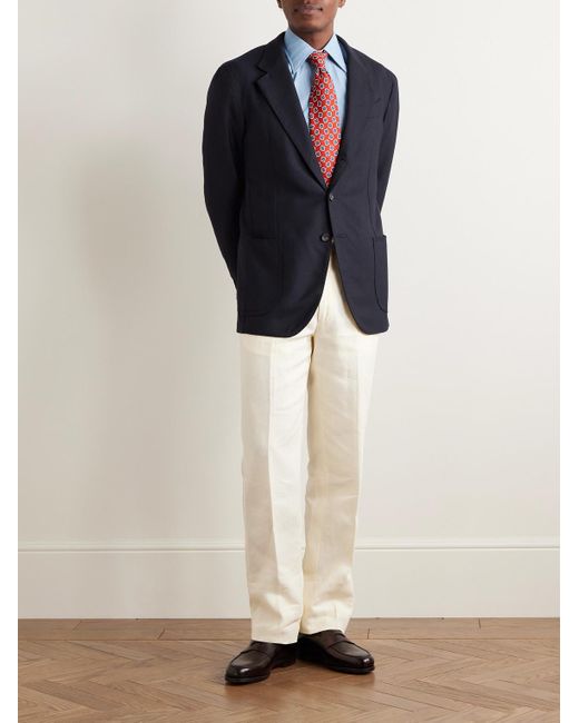 J. Mueser Blue Waverly Wool-hopsack Blazer for men
