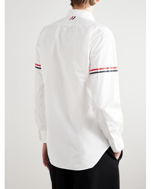 Thom Browne Hemd aus Baumwollpopeline mit Button-Down-Kragen und Ripsband in White für Herren