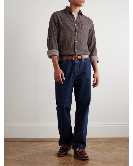 Officine Generale Brown Younes Checked Cotton-flannel Shirt for men