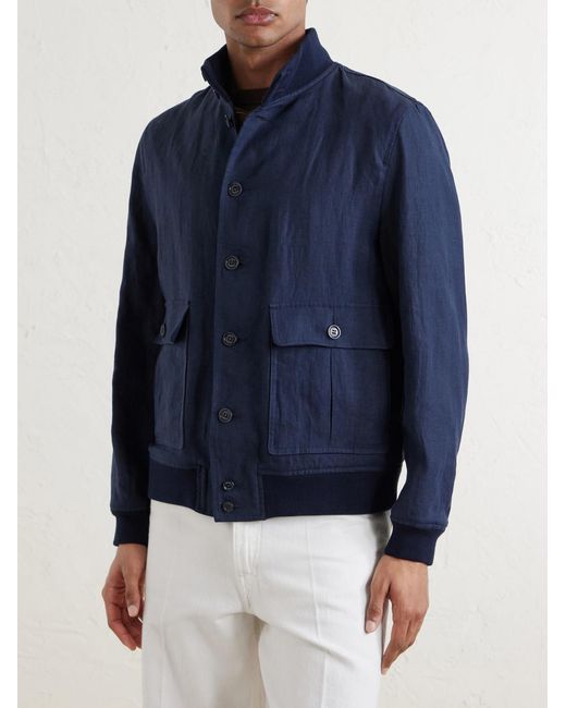 Valstar Blue Ino Linen Bomber Jacket for men