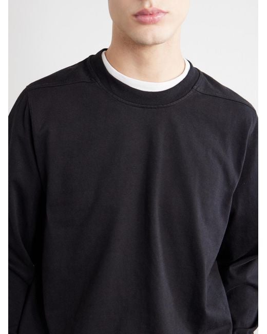 Rick Owens Black Cotton-Jersey Sweatshirt for men