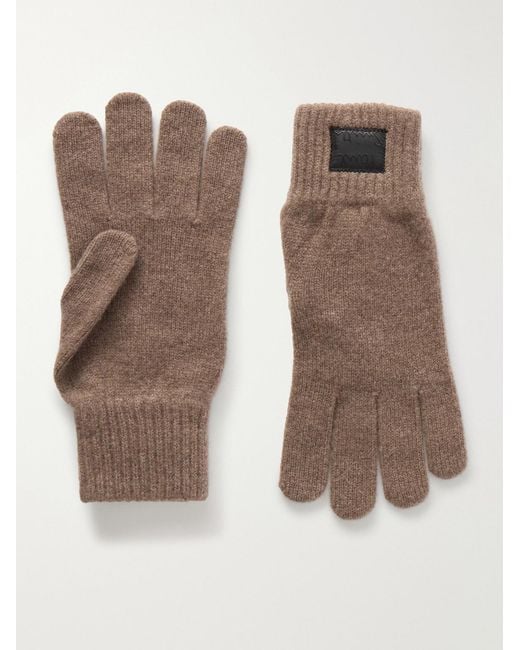 Paul Smith Brown Cashmere And Merino Wool-blend Gloves for men