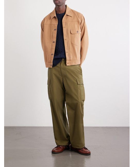 Beams Plus Green Cotton-Ripstop Cargo Trousers for men