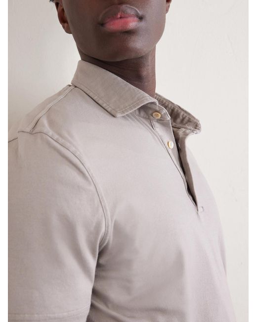 Fedeli Natural Cotton-Blend Jersey Polo Shirt for men