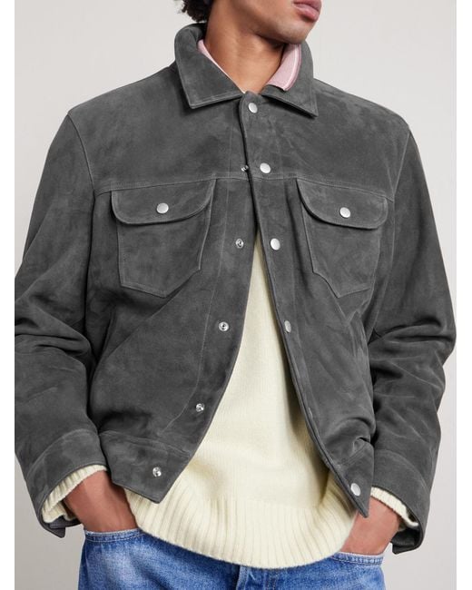 FRAME Gray Suede Trucker Jacket for men