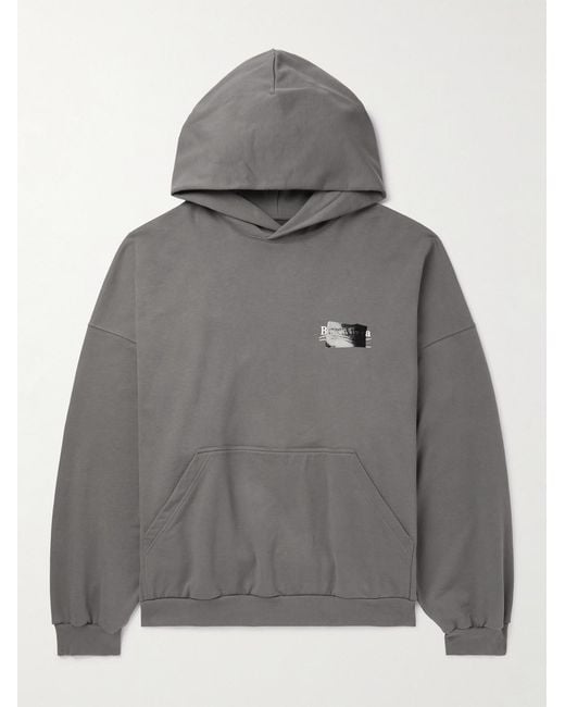 Balenciaga Gray Logo-Embroidered Cotton-Jersey Hoodie for men