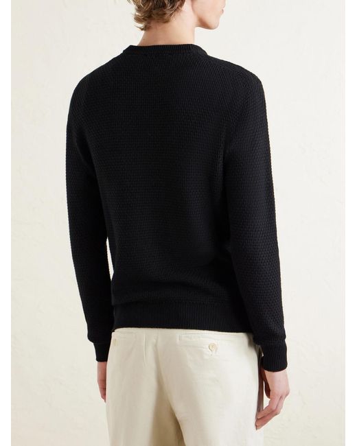 Inis Meáin Blue Caoladóir Basketweave Textured Cotton And Cashmere-blend Sweater for men