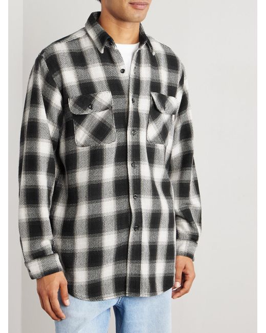 Orslow Black Checked Cotton-flannel Shirt for men