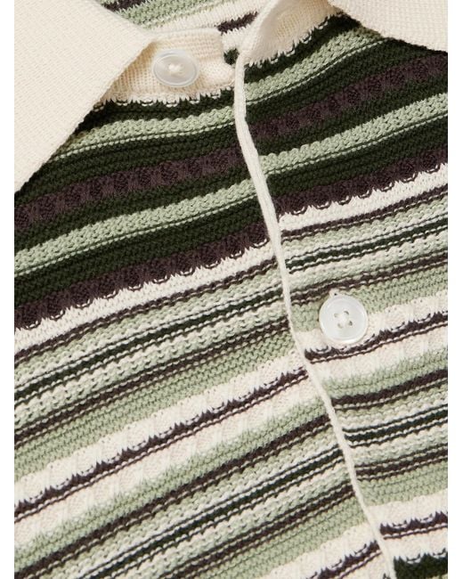 NN07 Gray Nolan 6686 Striped Textured-Knit Organic Cotton Cardigan for men