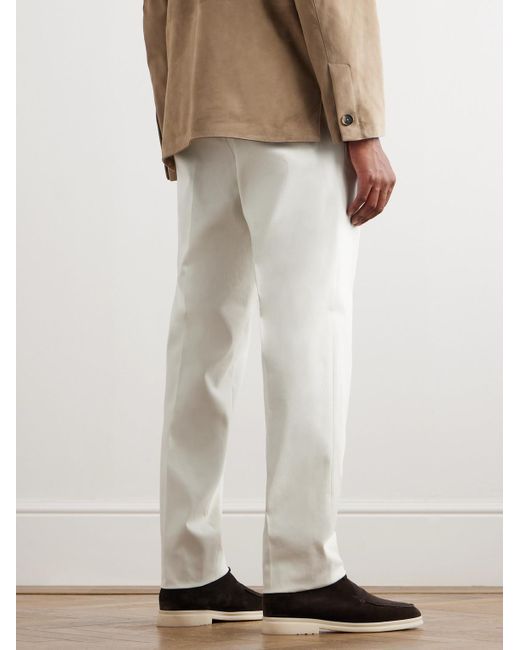 Loro Piana White Jarno Austin Straight-Leg Stretch-Cotton Twill Trousers for men