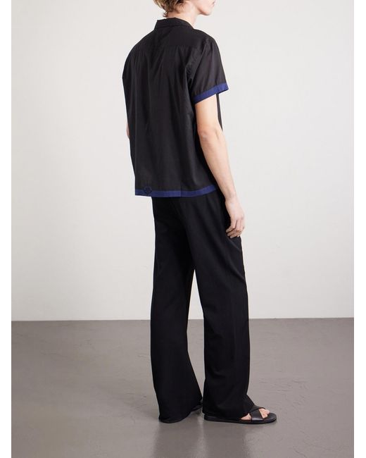 Bode Black Heart Deco Appliquéd Two-tone Cotton Shirt for men