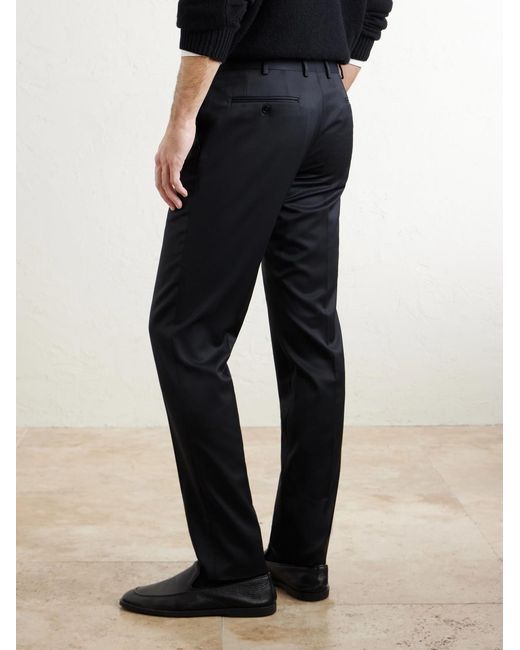 Brioni Black Straight-Leg Super 220S Wool Trousers for men
