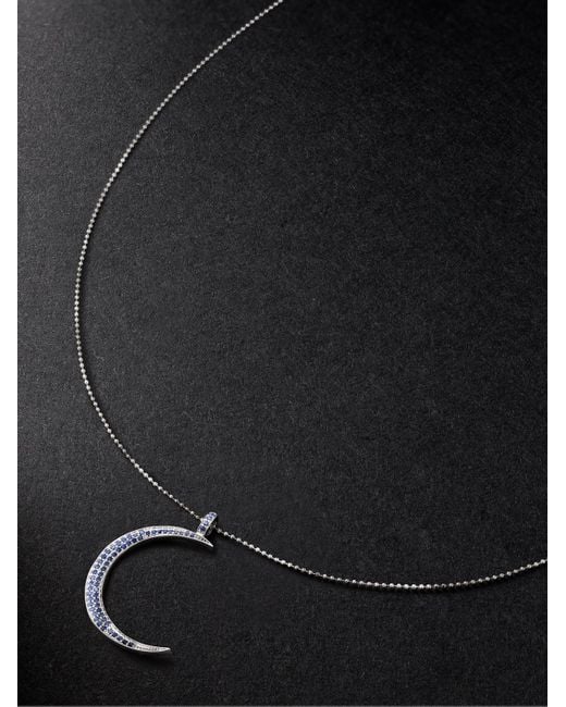 Sydney Evan Black Large Moon Sapphire Necklace for men