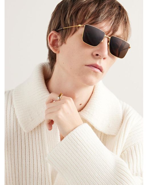 Bottega Veneta Brown D-frame Gold-tone Sunglasses for men