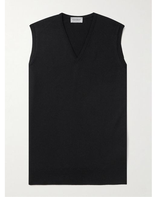 John Smedley Black Hadfield Merino Wool Sweater Vest for men