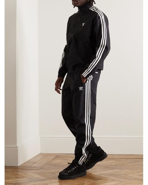 Adidas Originals Black Logo-embroidered Striped Shell Sweatpants for men